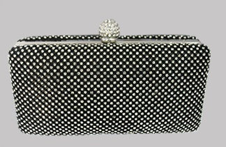 Diamante Mesh Structured Clutch in Black YB222