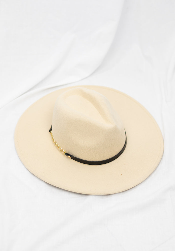 Fedora Hat with Band Cream