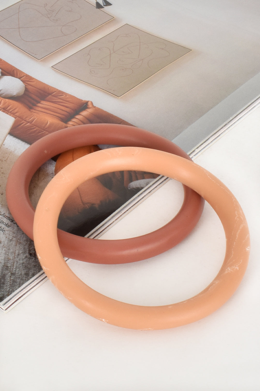 Two Piece Resin Bracelet Set in Clay
