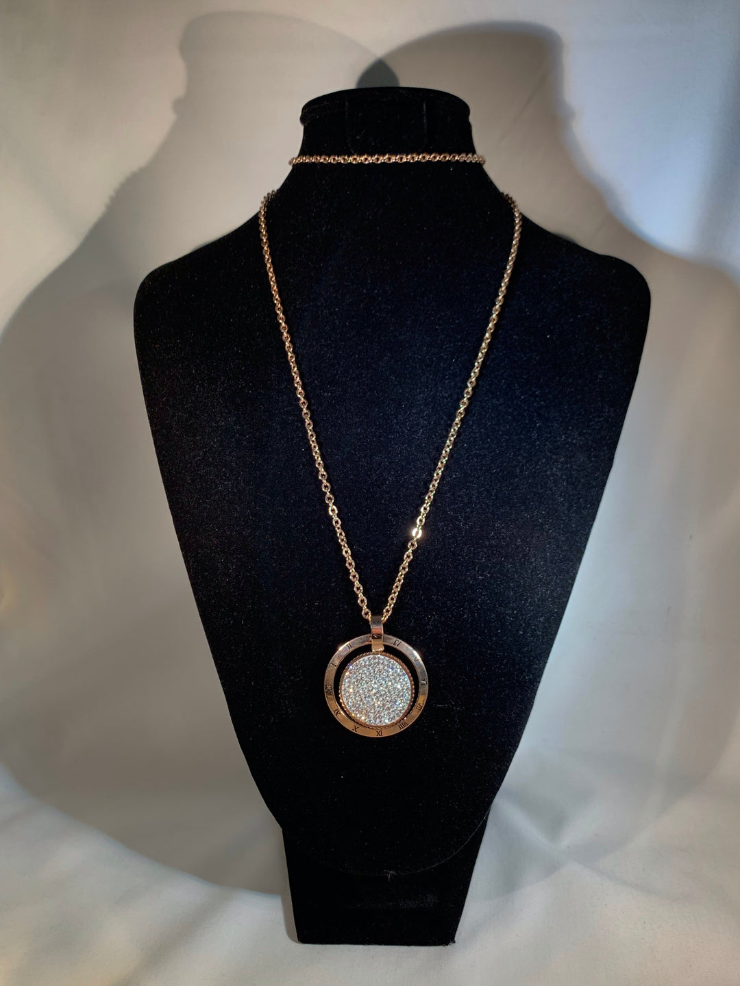 Stellar Rose Rose Gold and Diamanté Necklace Long 68028