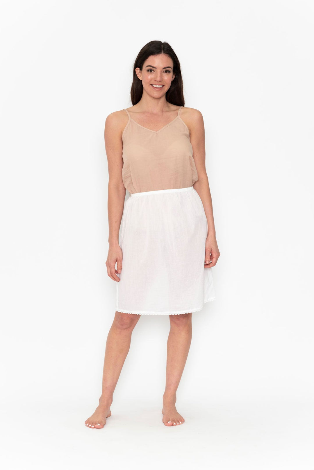 100% Cotton Skirt Slip in White