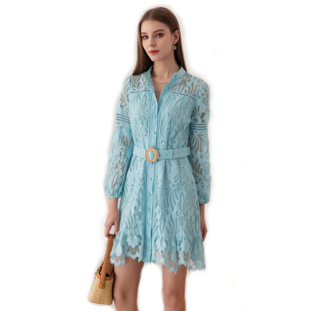 Lady in Blue lace dress