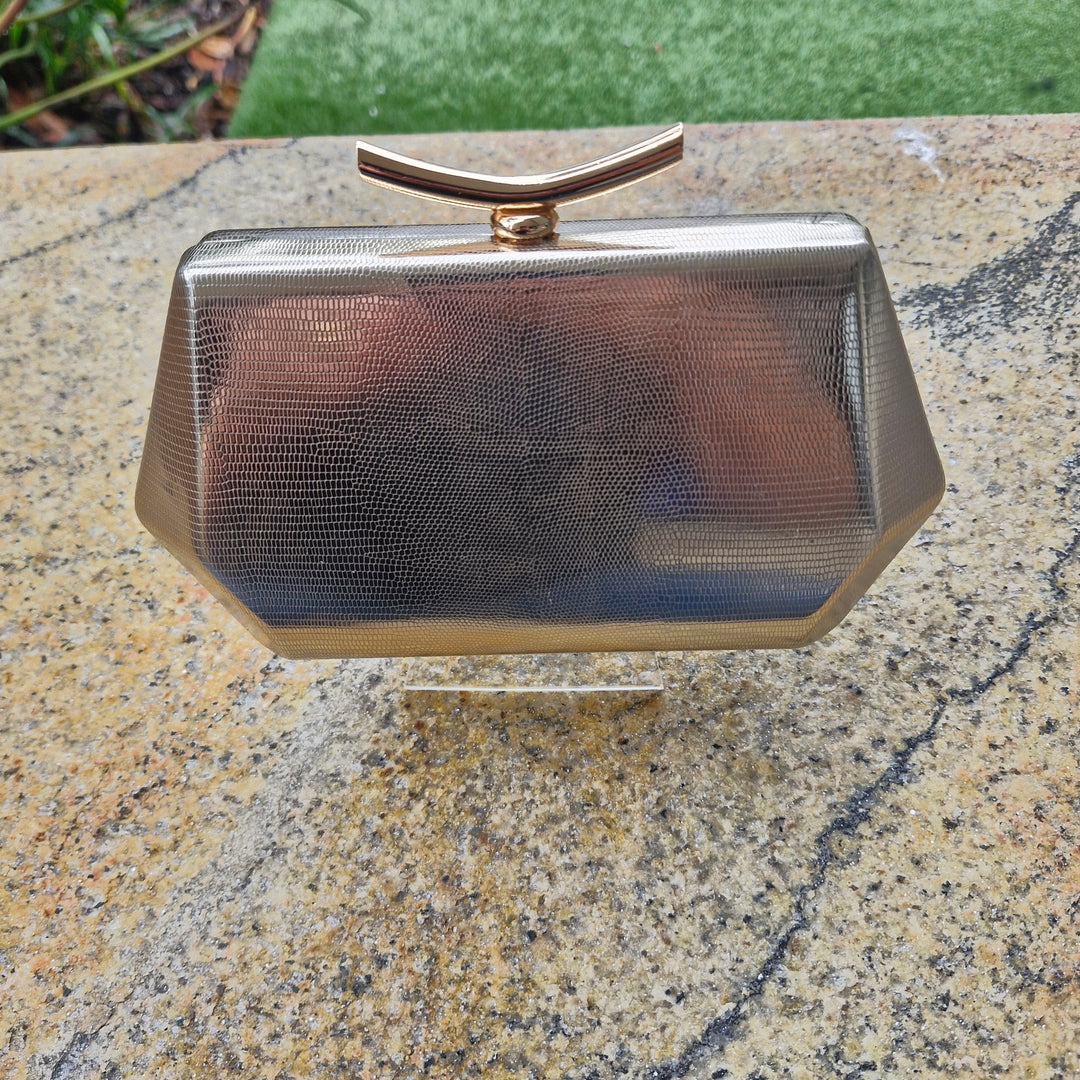 R7 Structured Gold Clutch 574