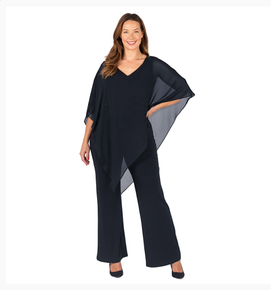 Four Girlz Belinda Angle Chiffon Overlay Top in Charcoal