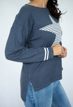 Jolie Saule Knit Star Jumper in Denim