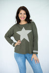 Jolie Saule Knit Star Jumper in Khaki