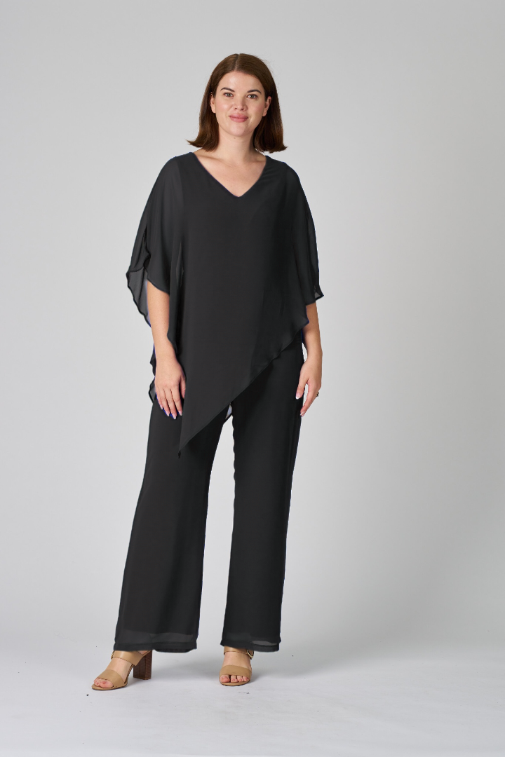 Four Girlz Plain Chiffon Overlay Pants in Charcoal