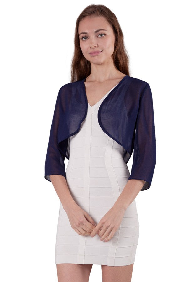 Miss Anne Chiffon Bolero in Black, White and Navy