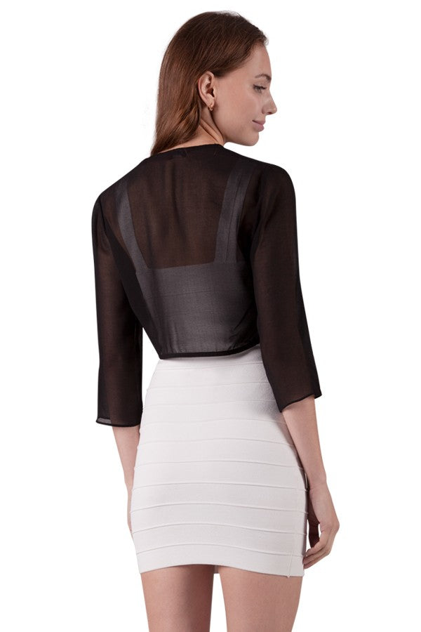 Miss Anne Chiffon Bolero in Black, White and Navy
