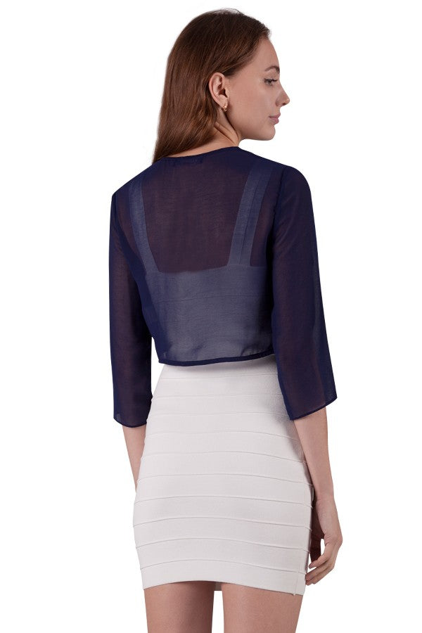 Miss Anne Chiffon Bolero in Black, White and Navy