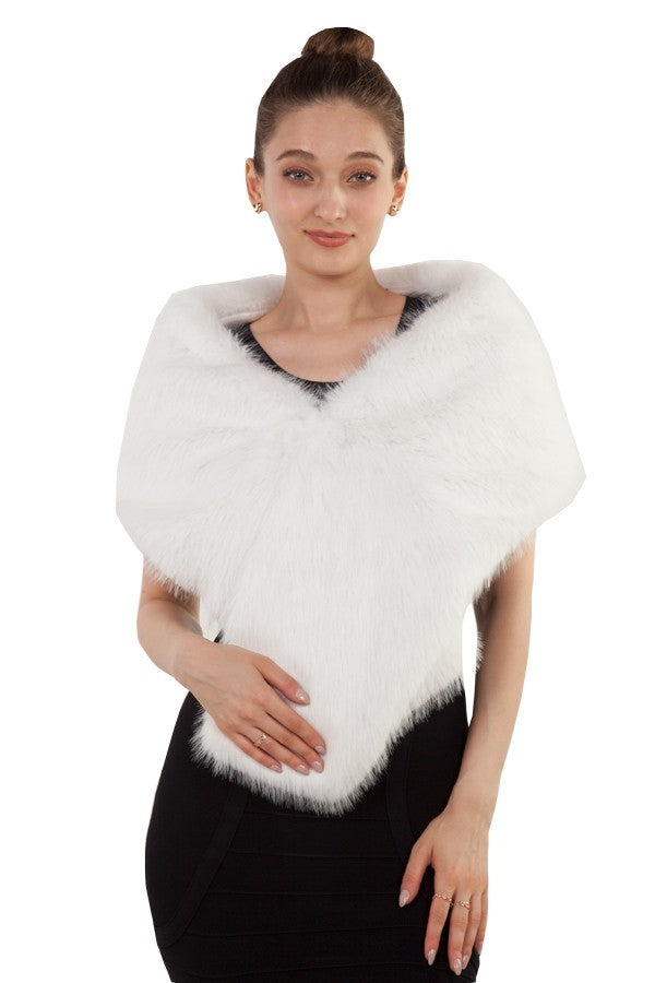 Miss Anne Faux Fur Stole in White
