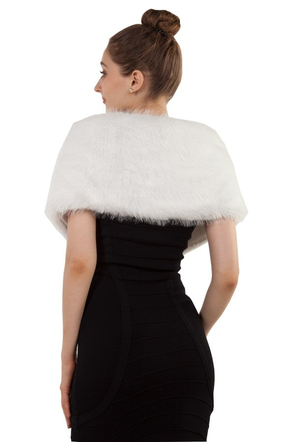 Miss Anne Faux Fur Stole in White
