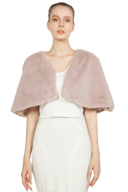 Miss Anne Faux Fur Cape in Black, White or Blush Pink