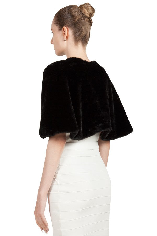 Miss Anne Faux Fur Cape in Black, White or Blush Pink