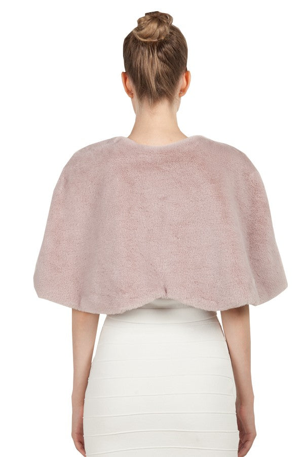 Miss Anne Faux Fur Cape in Black, White or Blush Pink