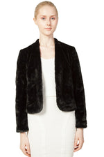 Miss Anne Faux Fur Long Sleeve Bolero in Navy or Black