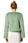 Miss Anne Faux Fur Long Sleeve Bolero in Green and Blue