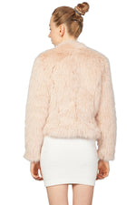 Miss Anne Faux Fur Long Sleeve Bolero in Pink
