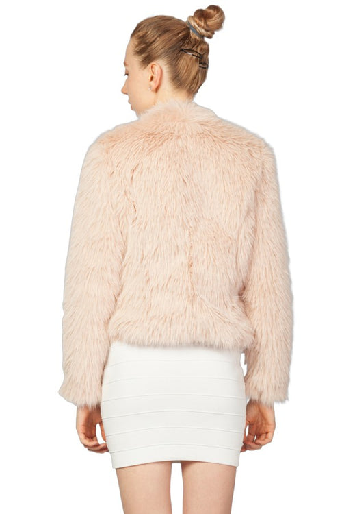 Miss Anne Faux Fur Long Sleeve Bolero in Pink