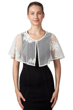 Miss Anne Lace Mesh Cape in Ivory