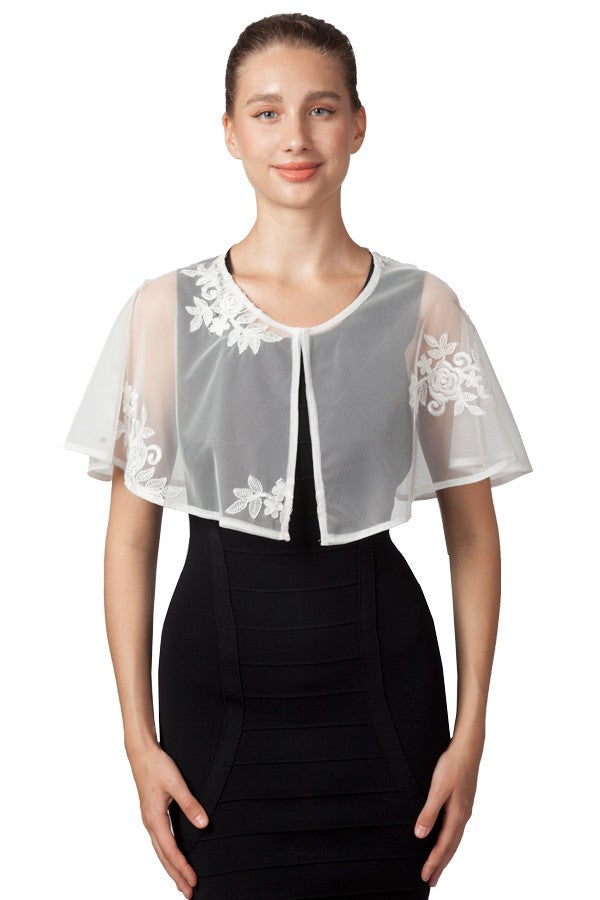 Miss Anne Lace Mesh Cape in Ivory