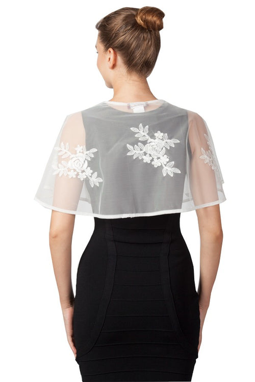 Miss Anne Lace Mesh Cape in Ivory