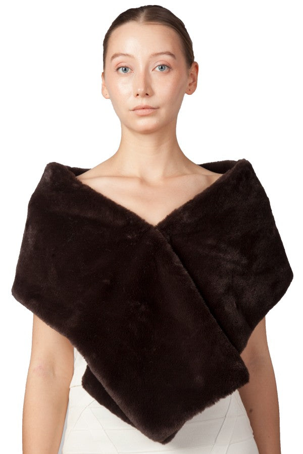 Miss Anne Faux Fur Stole in Brown