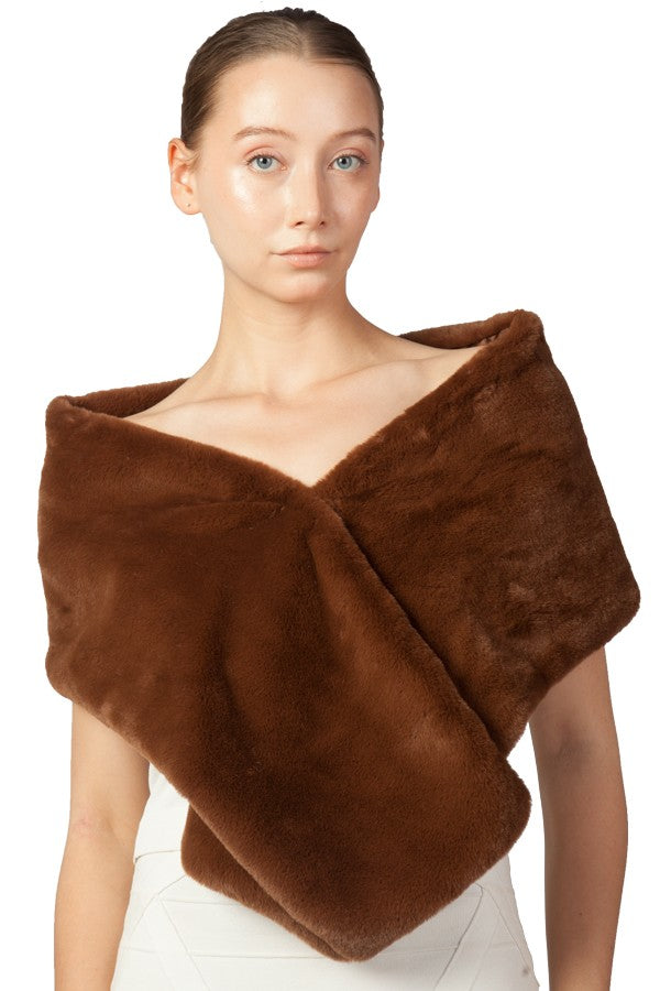 Miss Anne Faux Fur Stole in Coffee