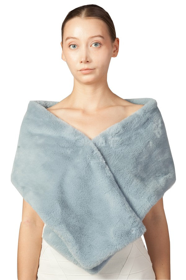 Miss Anne Faux Fur Stole in Powder Blue