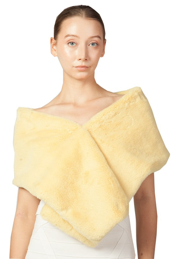 Miss Anne Faux Fur Stole in Yellow