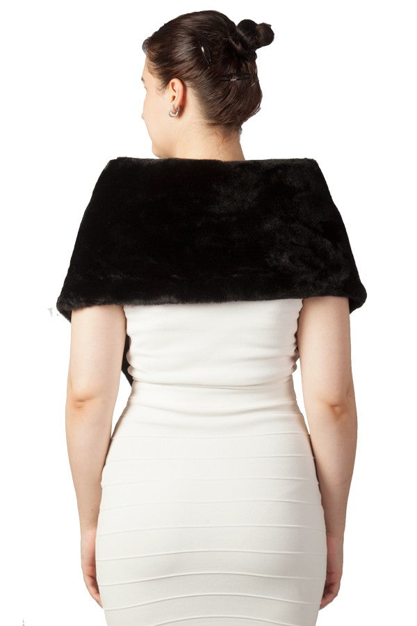 Miss Anne Faux Fur Stole in Black