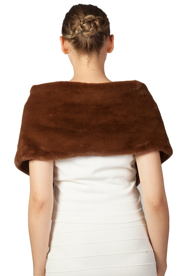 Miss Anne Faux Fur Stole in Coffee
