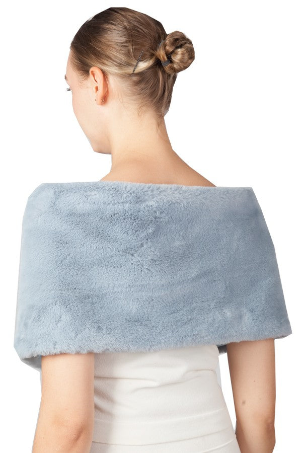 Miss Anne Faux Fur Stole in Powder Blue