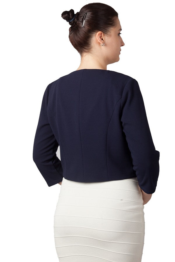 Miss Anne Erica Crepe Cardigan in Navy or Burgundy