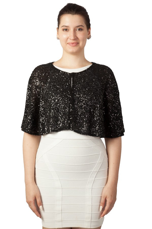 Miss Anne Sequined Cape (Available in Black, Wine, Navy and Gold)