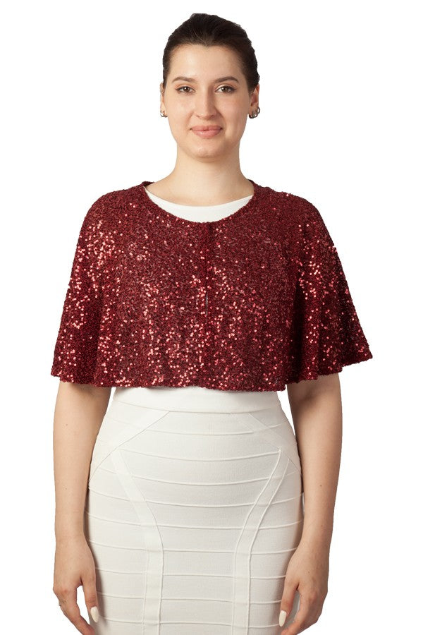 Miss Anne Sequined Cape (Available in Black, Wine, Navy and Gold)