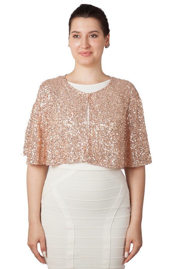 Miss Anne Sequined Cape (Available in Black, Wine, Navy and Gold)