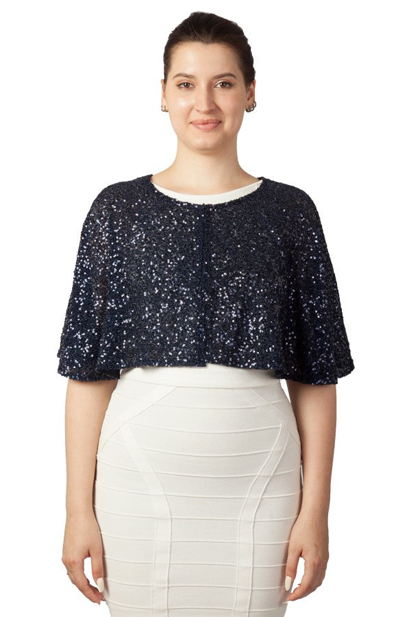 Miss Anne Sequined Cape (Available in Black, Wine, Navy and Gold)