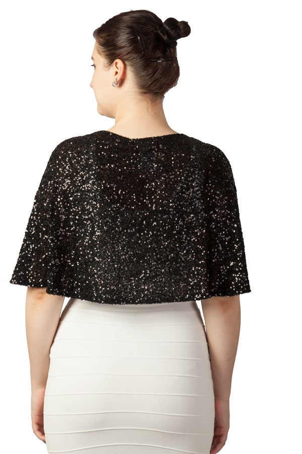 Miss Anne Sequined Cape (Available in Black, Wine, Navy and Gold)