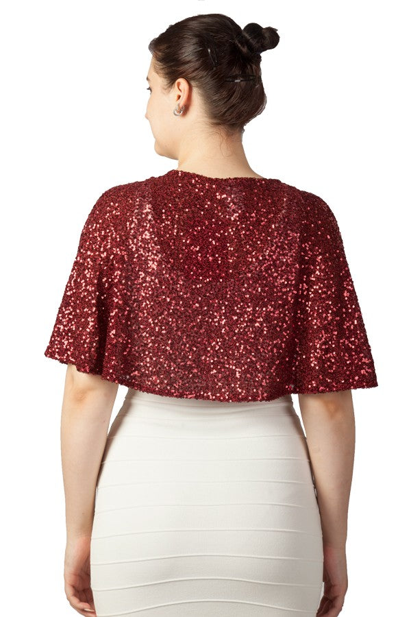 Miss Anne Sequined Cape (Available in Black, Wine, Navy and Gold)
