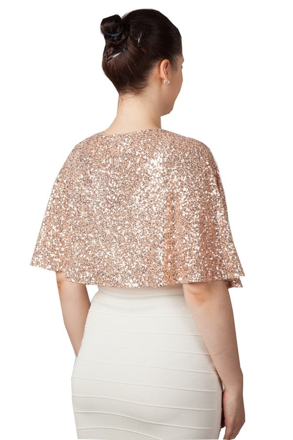 Miss Anne Sequined Cape (Available in Black, Wine, Navy and Gold)