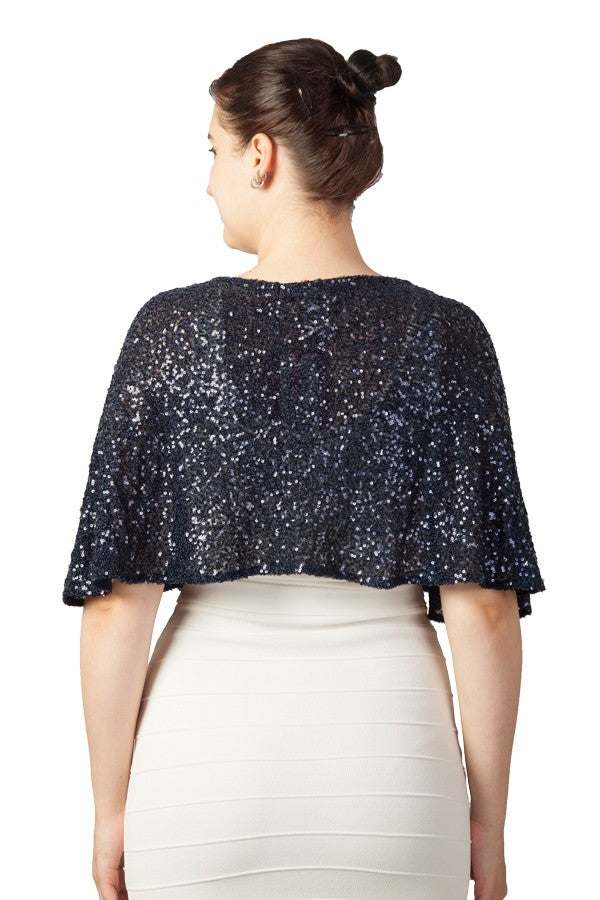 Miss Anne Sequined Cape (Available in Black, Wine, Navy and Gold)