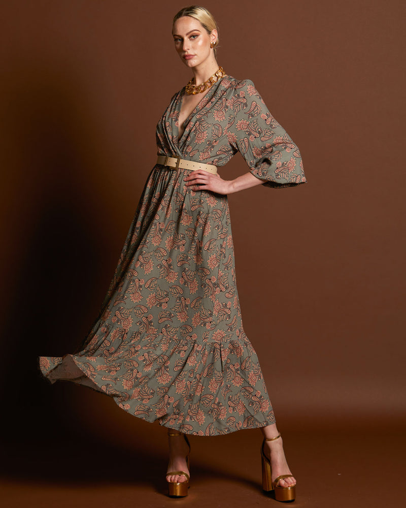 Fate Everywhere Boho Tiered Maxi Dress in Vintage Paisley