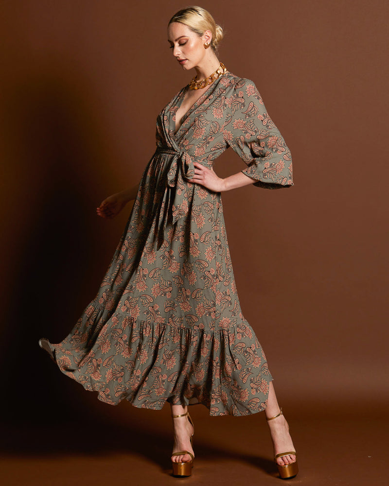 Fate Everywhere Boho Tiered Maxi Dress in Vintage Paisley