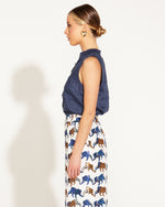 Fate Walk  In the Park Linen Sleeveless Top in Navy