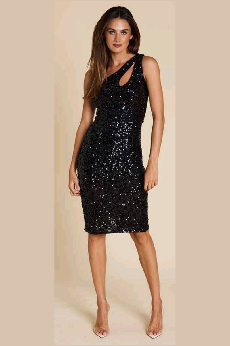 Romance Fifi Keyhole Cocktail Dress in Black