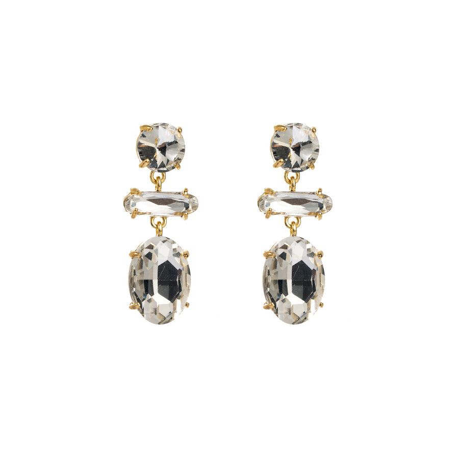 R7 Large Crystal Drop Earrings in Clear 291