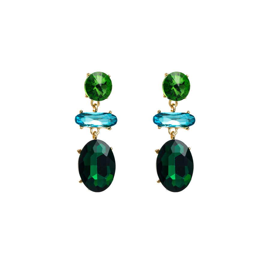R7 Large Crystal Drop Earrings in Green 292