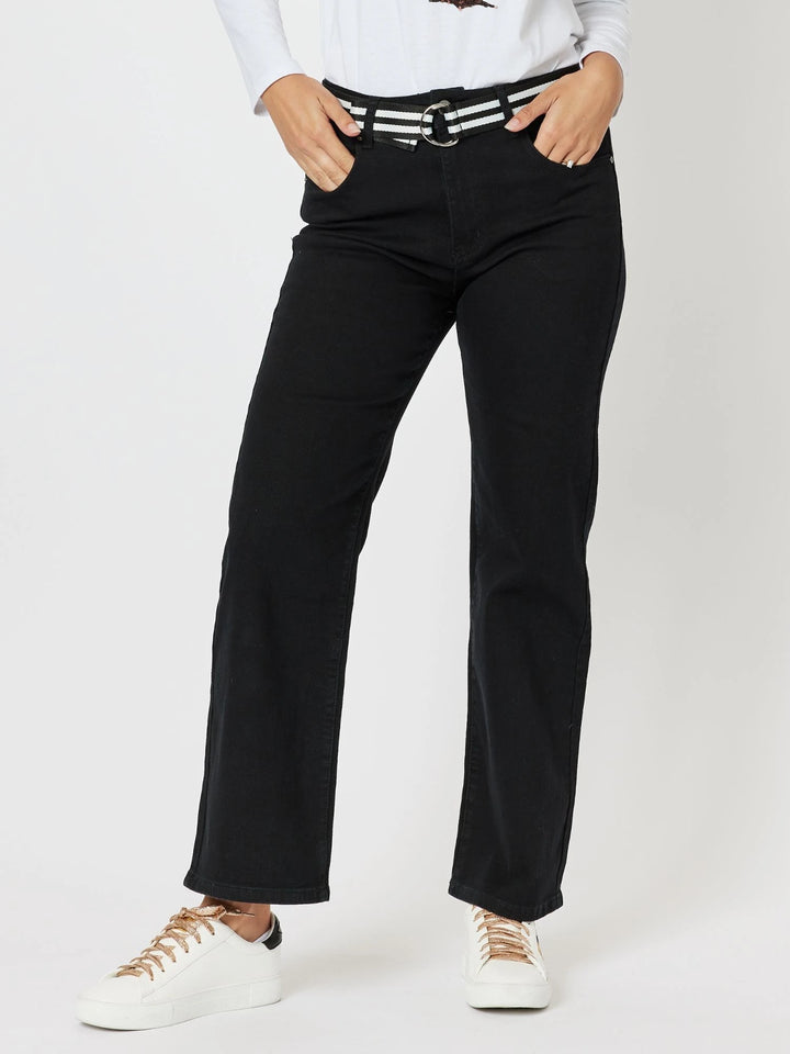 Threadz Vicki Bootcut Mum Jean in Black