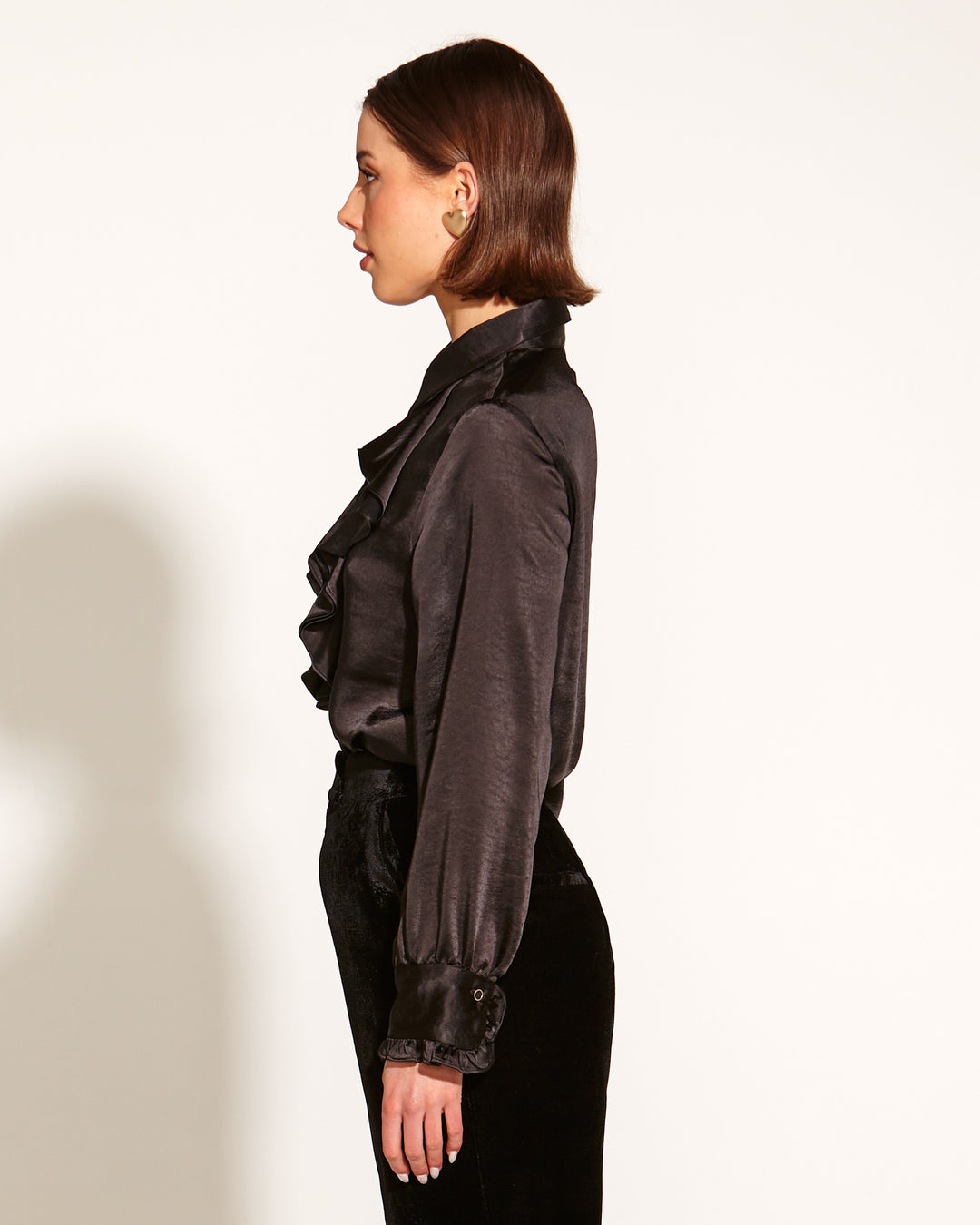 Fate Only She Knows Ruffle Shirt in Black